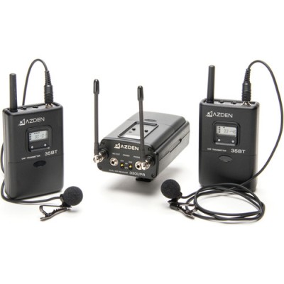 میکروفن-بی-سیم-وایرلس-هاشف-دو-کاناله-ازدن-Azden-330LT-UHF-On-Camera-Dual-Bodypack-System
